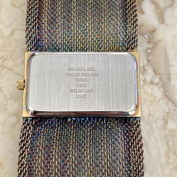 Anne Klein Wide Mesh Band Gold Tone Diamond Stainless Steel Watch - Picture 8 of 11